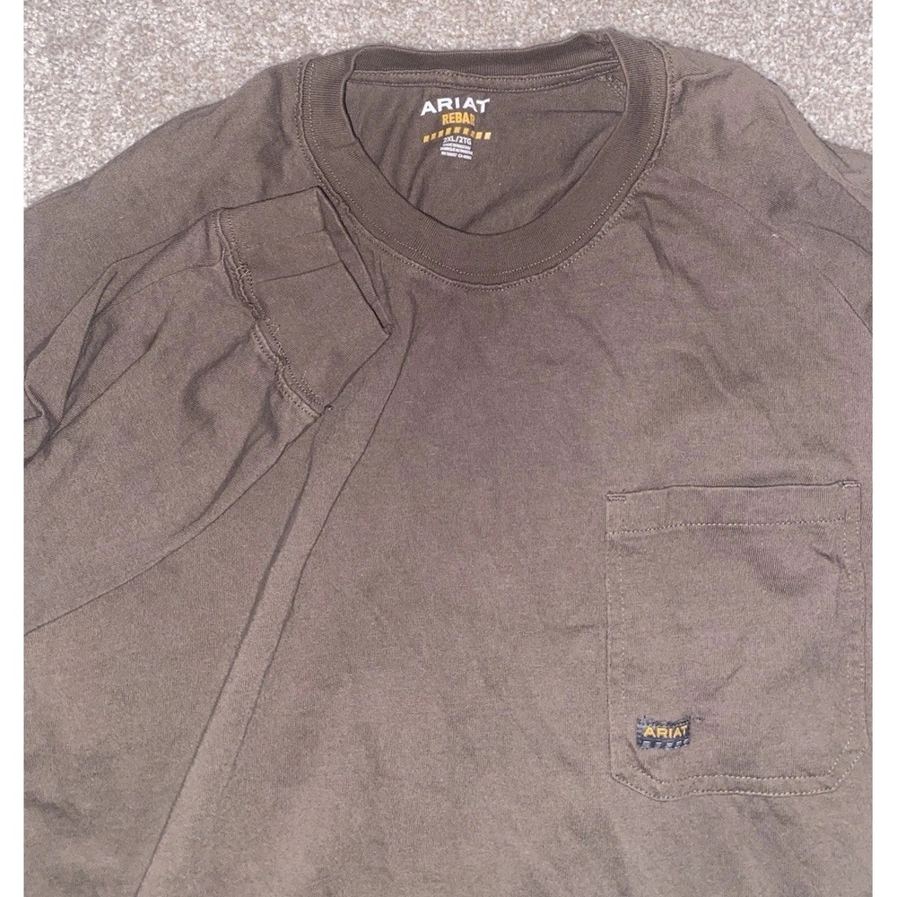 Ariat Rebar Brown / Camo Long Sleeve Shirt Pullover Pocket Mens XXL Hunt Outdoor